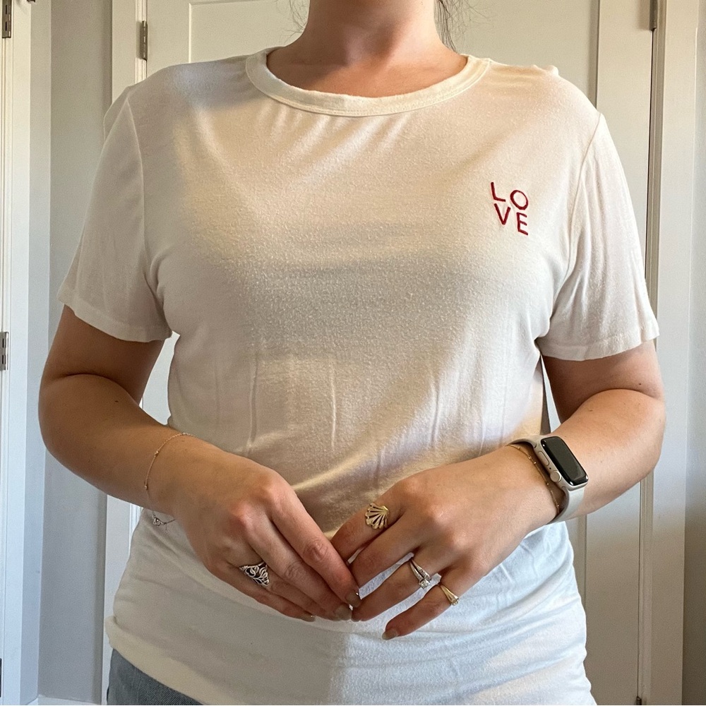 Crescent White Love Graphic Tee Size Large